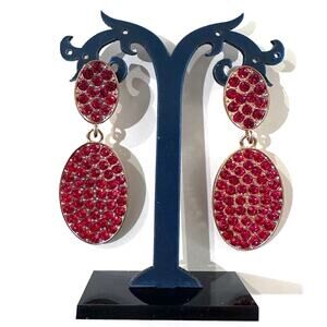 Red Rhinestone Drop Earrings